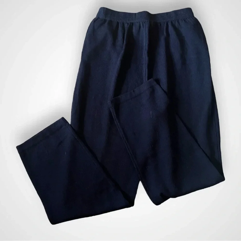 ST. JOHN COLLECTION BY MARIE GRAY Women's Navy Knit Wide Leg Pants Size 14 | EUC - Picture 3 of 10